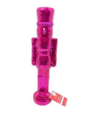 Ashland‎ Hot Pink Mirror Ball & Glitter Disco 13" Nutcracker Tabletop Decor NEW